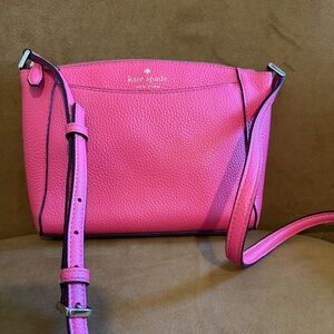 Kate Spade Monica Pebbled Leather Ripe Papaya Pink Crossbody Purse